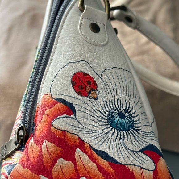 ANUSCHKA Vintage 🌸 Floral Melody 🌺 Wide Organizer Satchel, 8368, RFID - Picture 7 of 11